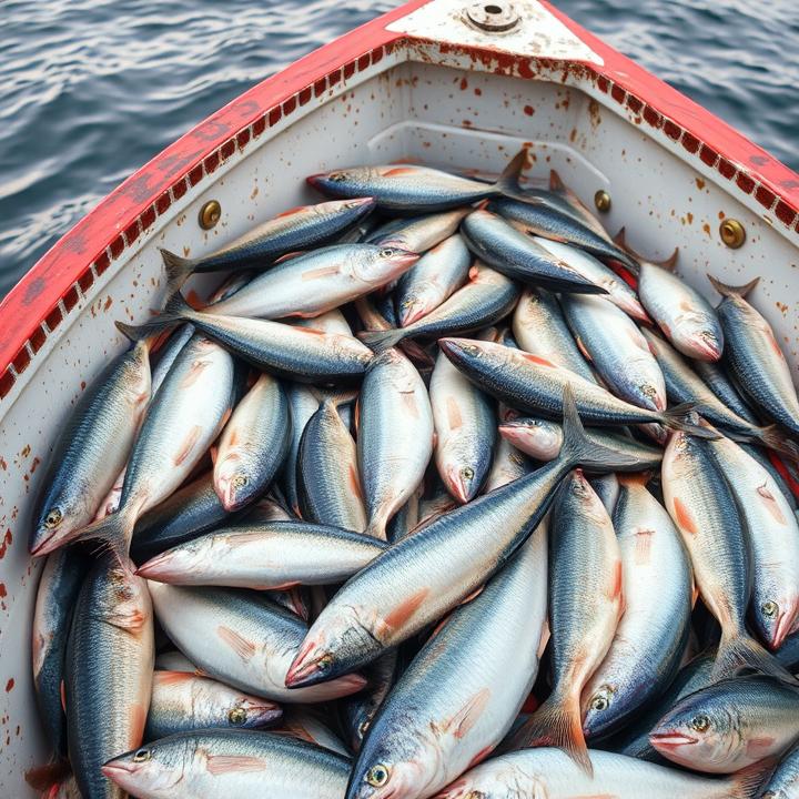 caught fish in boat.