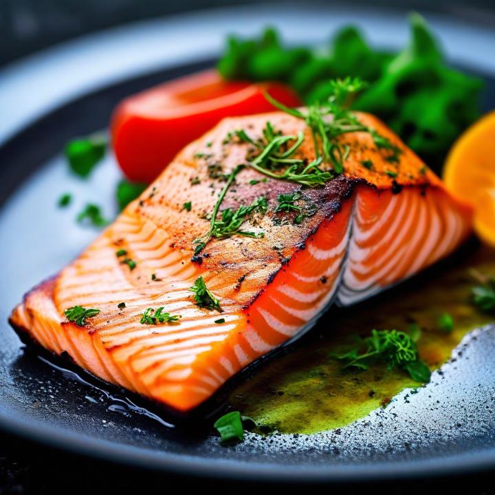 salmon fillet cooked with herbs